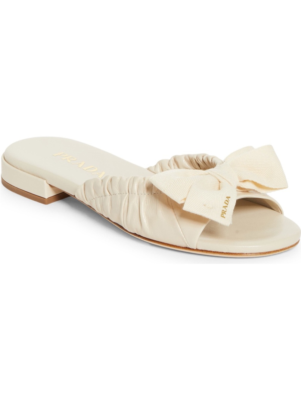 Prada Bow Slide Sandals in Cream NWOB